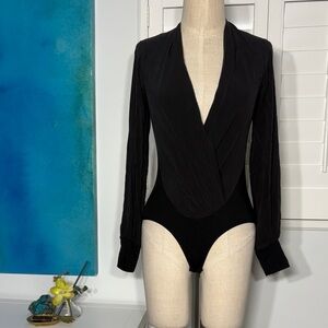 bebe Elegant Black Wrap Bodysuit